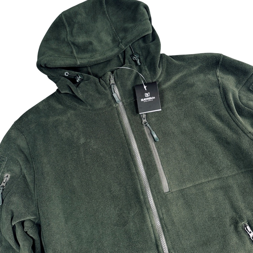 BAERSkin Tactical Supply Fleece Jacket Men L Dark Green Full Zip Hoodie NEW